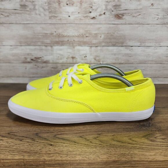 Keds Women's Champion Seasonal Canvas Low Top Sneaker Neon Yellow size 8.5 - Picture 3 of 8